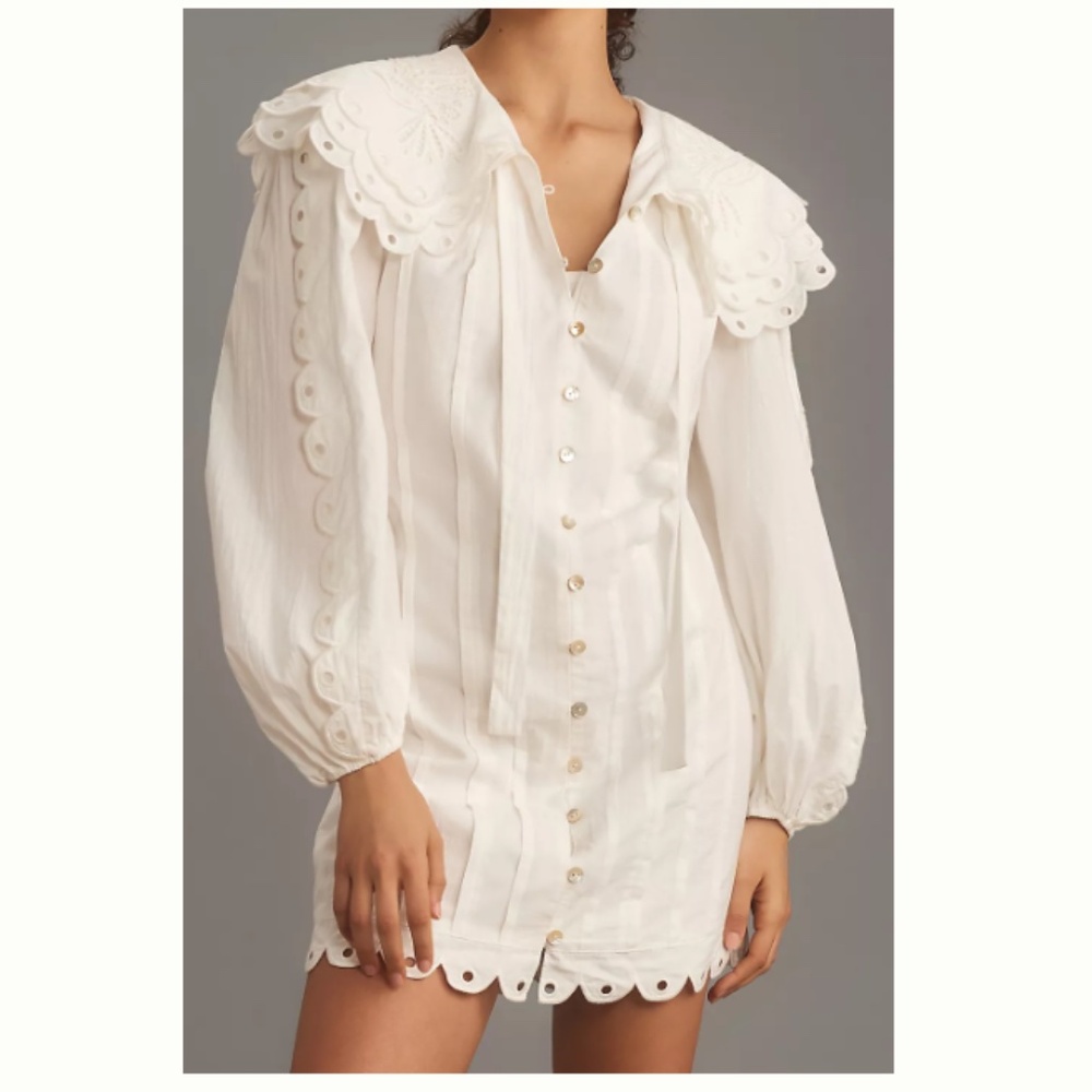 NWT Farm Rio Long-Sleeve Embellished Collared Mini Dress SIZE M - Picture 2 of 4